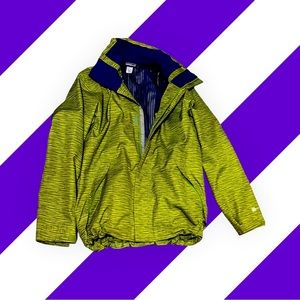 Patagonia Men’s L Green/Yellow/Purple Striped Ski/Snowboard Shell/Poncho/Jacket